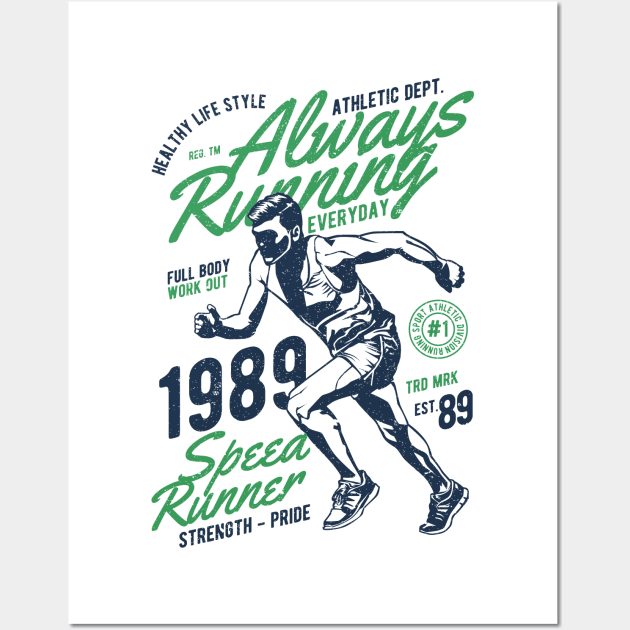 Running Jogging Athlete Athletic College Highschool CrossCountry Runner Races Sports Wall Art by MrWatanabe